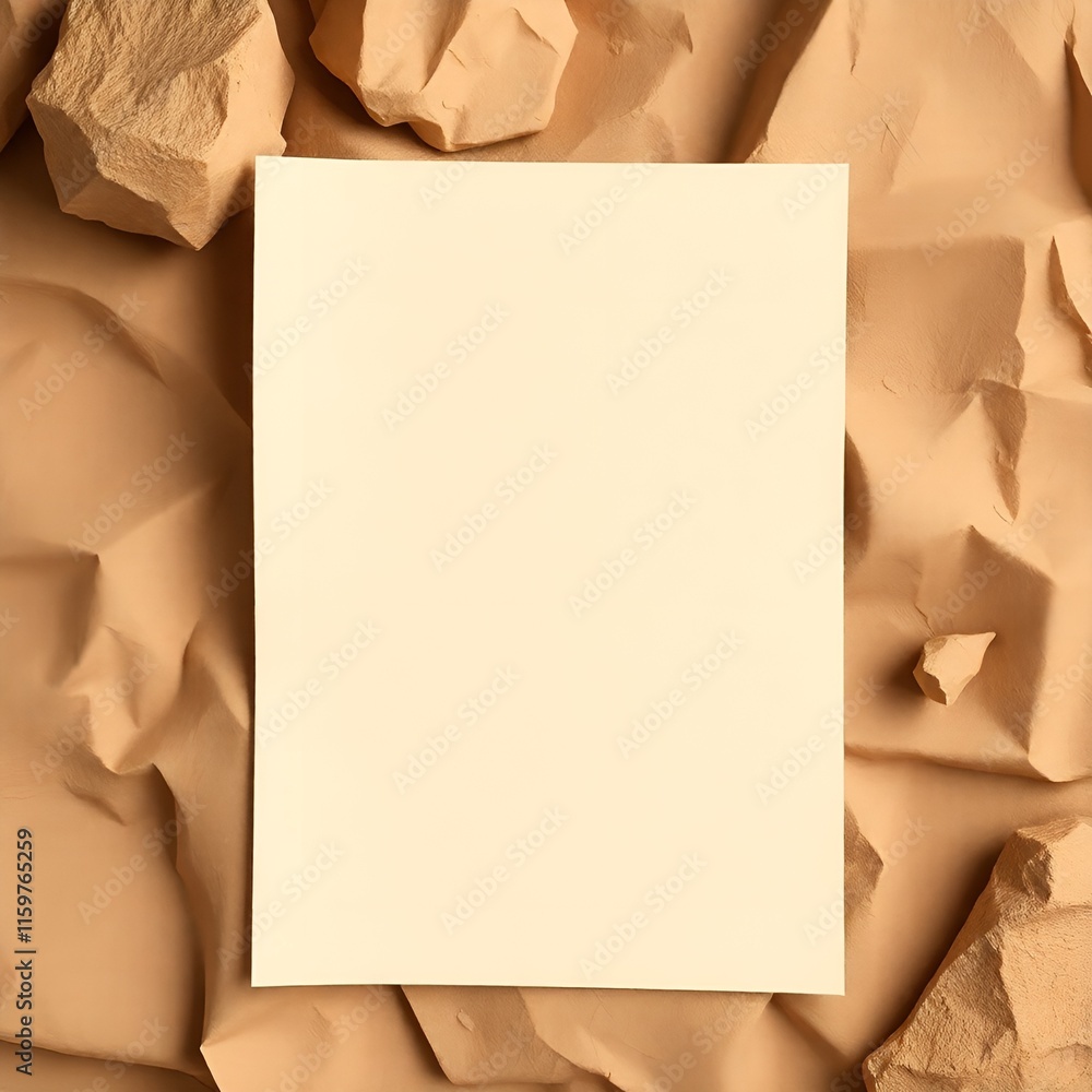 Blank document mockup on textured clay background for professional design presentation Blank document mockup on textured clay background for professional design presentation