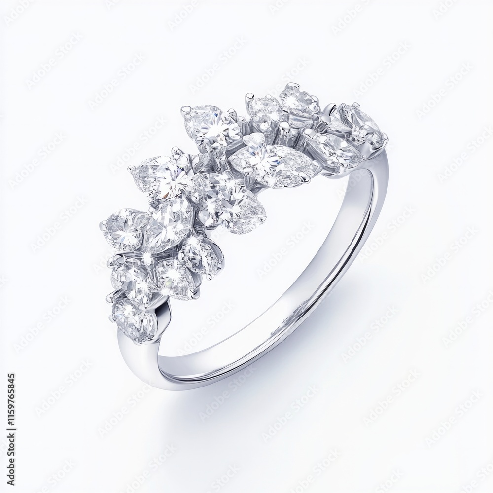 Elegant diamond cluster ring with white gold band Elegant diamond cluster ring with white gold band