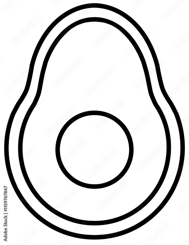Hand-drawn avocado illustration, transparent against a background.