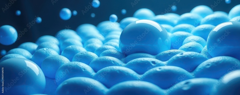 a symmetrical spiral of bright blue and pale cyan spheres suspended in mid-air, blue, spheres, suspension a symmetrical spiral of bright blue and pale cyan spheres suspended in mid-air, blue, spheres, suspension