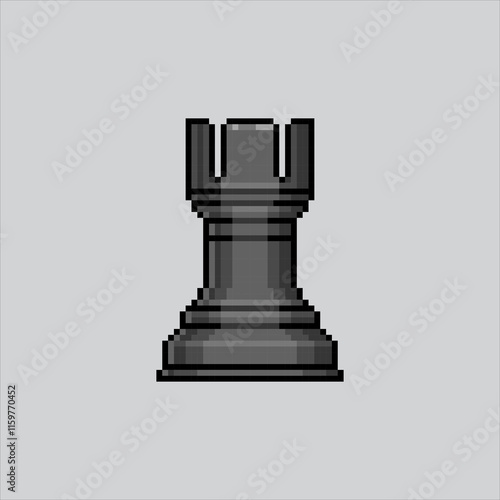 Pixel art illustration Chess Rook. Pixelated Chess Piece. Chess Rook Piece icon pixelated for the pixel art game and icon for website and video game. old school retro.