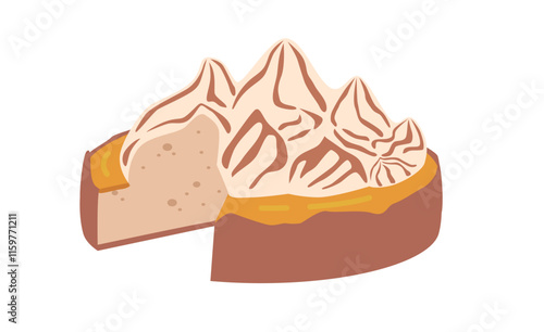 Baked pie with whipped cream