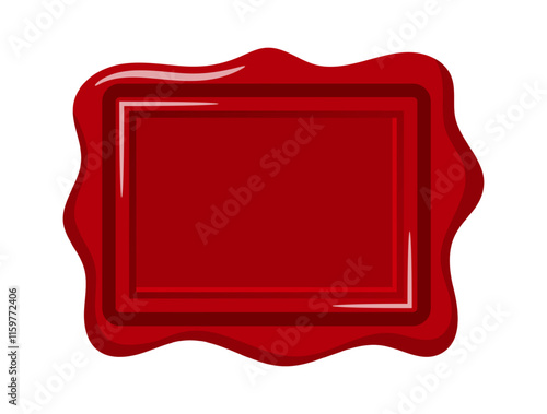 Rectangular red wax seal vector illustration