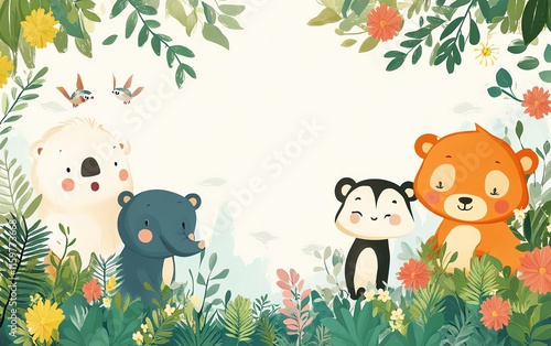 World Wildlife Day illustration featuring endangered animals, forests, and oceans, with ample copy space for spreading awareness to save our planet photo