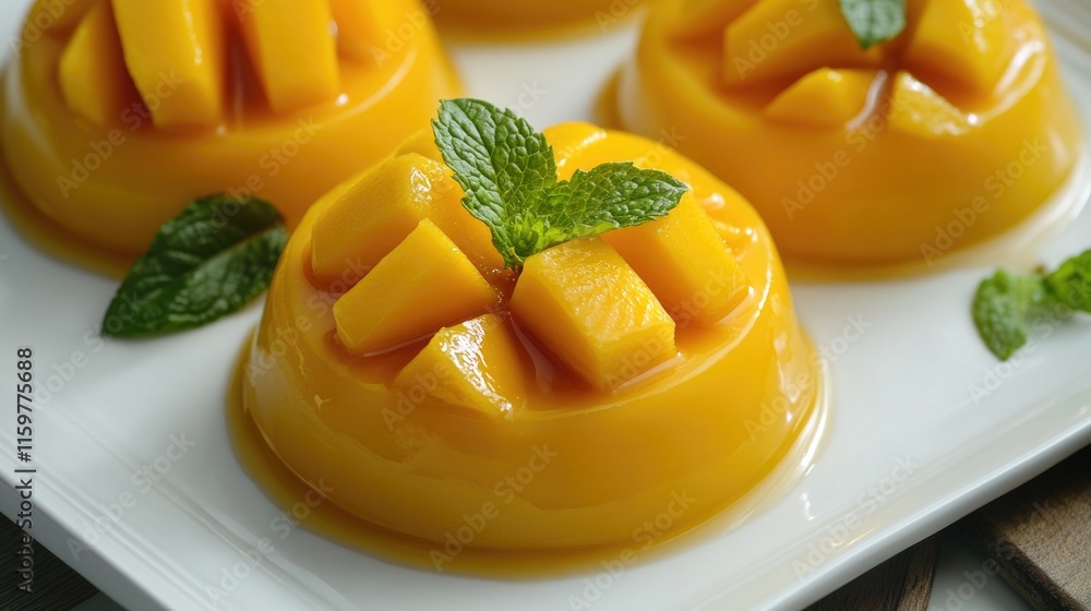 Gourmet mango cream tarts with a dollop of whipped cream and a sprig of fresh mint for a delightful summer treat. Gourmet mango cream tarts with a dollop of whipped cream and a sprig of fresh mint for a delightful summer treat.