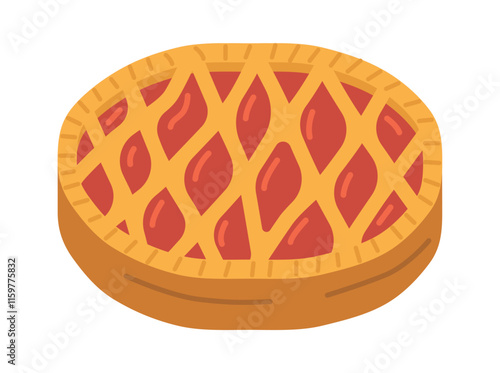 Whole traditional fruit pie vector illustration