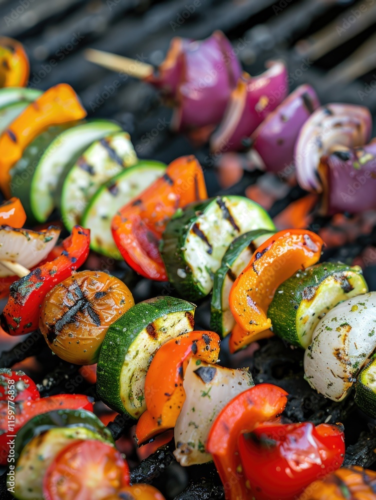 Savory kebabs with bell peppers, zucchini and onions Savory kebabs with bell peppers, zucchini and onions