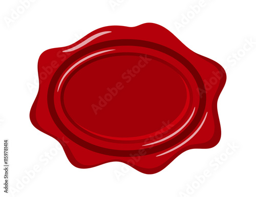 Oval red wax seal vector illustration