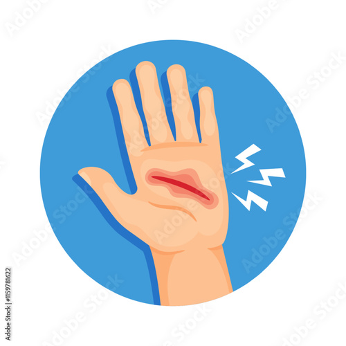 Bleeding wound on palm vector illustration