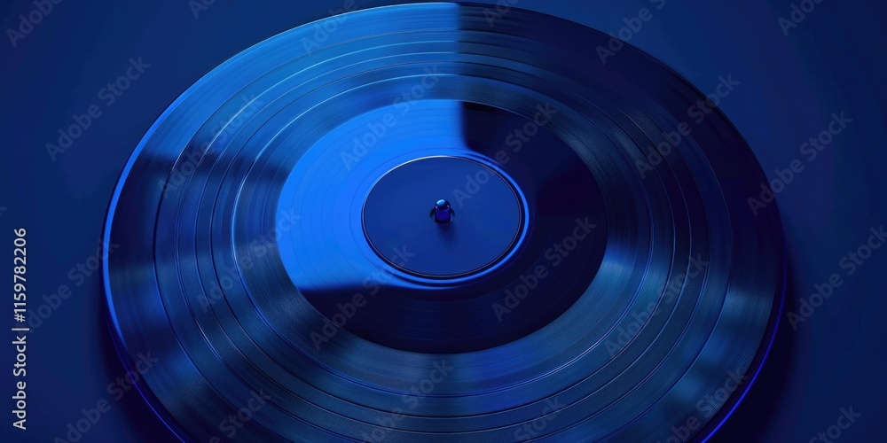 Vinyl records in a press machine with blue and grey shades, showing the process of creating an album. Vinyl records in a press machine with blue and grey shades, showing the process of creating an album.