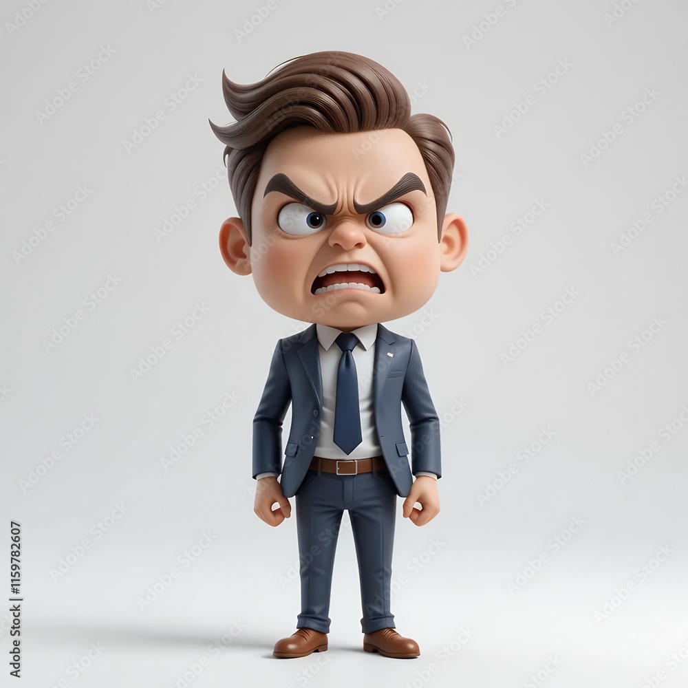 Angry Cartoon Businessman: 3D Render of an Infuriated Corporate Character Angry Cartoon Businessman: 3D Render of an Infuriated Corporate Character