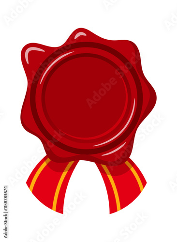 Red wax seal with ribbons
