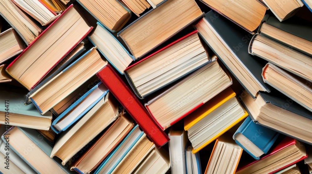 Fototapeta premium A lovely stack of pastel books waits to be opened, offering journeys through imagination and knowledge.