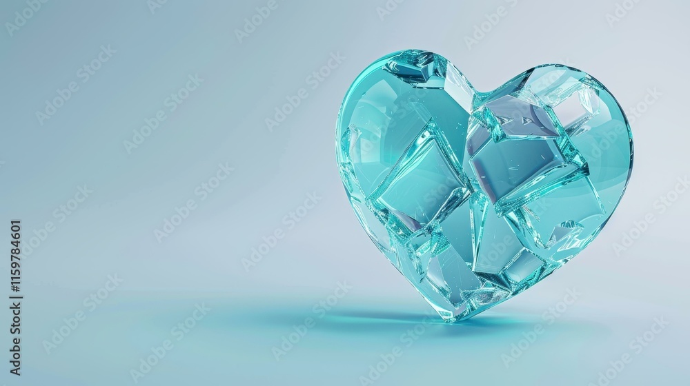 A stunning blue glass heart symbolizes the pain of heartbreak and emotional despair with elegance and depth. A stunning blue glass heart symbolizes the pain of heartbreak and emotional despair with elegance and depth.