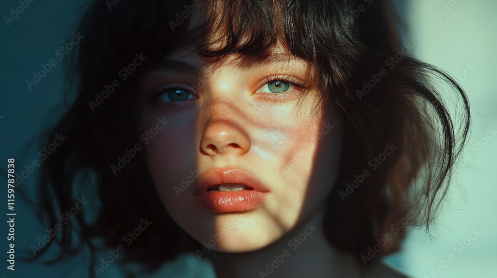 Young Woman's Portrait, Soft Light, Calm Expression, Close-Up Young Woman's Portrait, Soft Light, Calm Expression, Close-Up