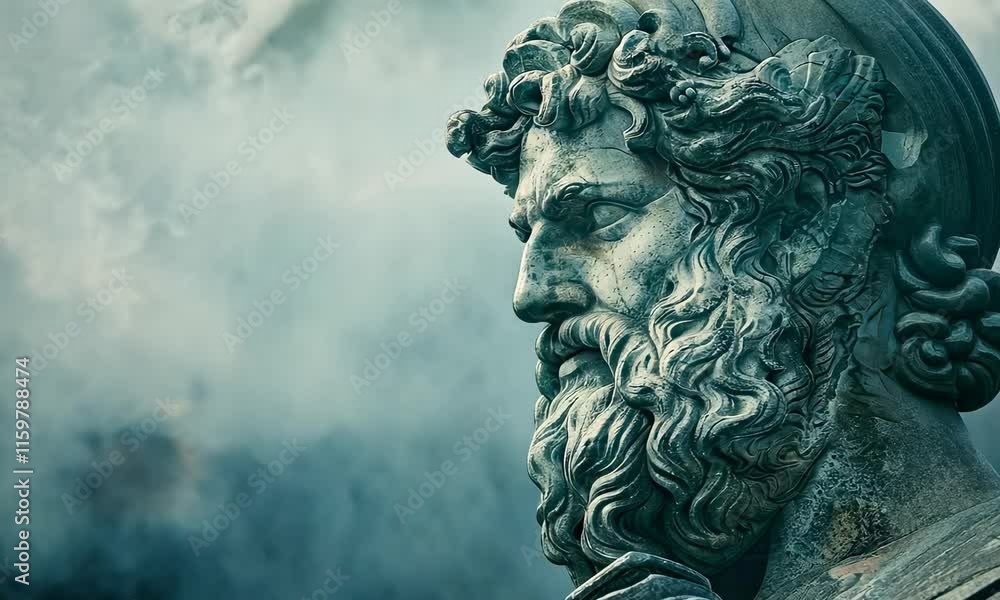 Artistic depiction of classical statue with cloud formations Artistic depiction of classical statue with cloud formations