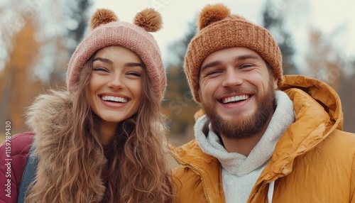 Capturing the essence of joy and nature, this image features a couple laughing amidst colorful autumn leaves The dynamic movement and vibrant fall scenery are beautifully captured, combining the