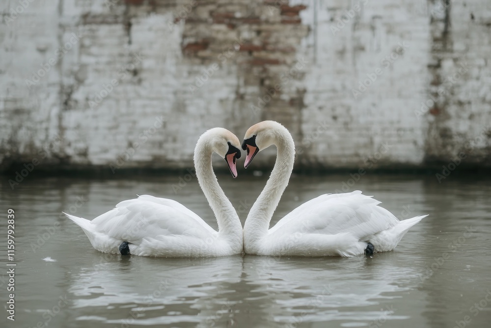 Majestic Swans in Love A Heartfelt Embrace on Serene Waters, their necks forming a perfect symbol of eternal union, reflected beautifully Capture this timeless concept with delicate details Explore Majestic Swans in Love A Heartfelt Embrace on Serene Waters, their necks forming a perfect symbol of eternal union, reflected beautifully Capture this timeless concept with delicate details Explore