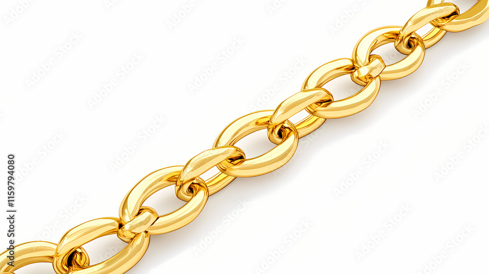 Fototapeta premium Yellow gold mariner chain bold and sturdy on plain white background. Mariner. Illustration