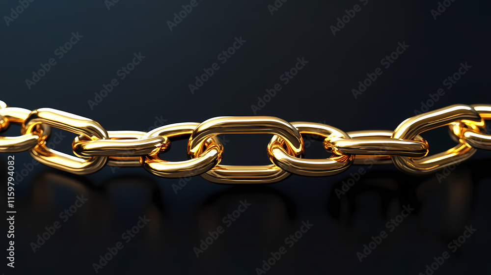 Obraz premium Yellow gold mariner chain bold and sturdy on plain black dark background. Mariner. Illustration