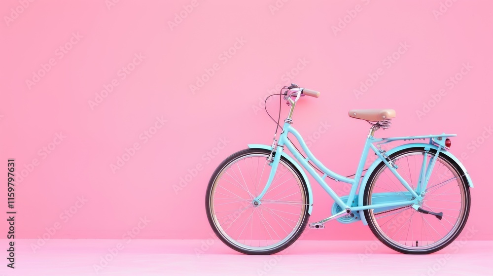Light blue bicycle against pink wall. (1) Light blue bicycle against pink wall. (1)