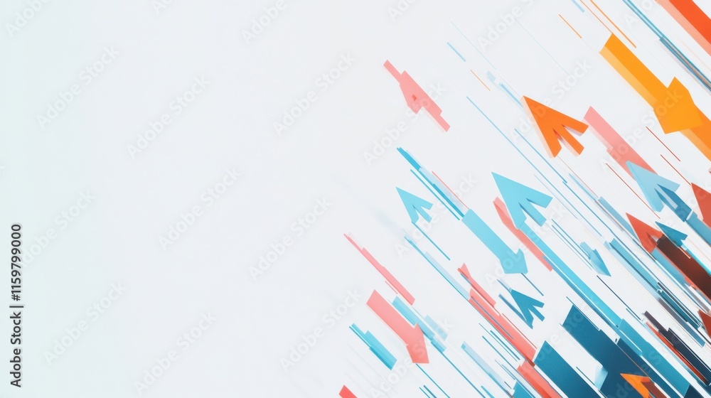 Infographic illustrating GDP projections for the next decade. Featuring upward arrows on a bright white background Infographic illustrating GDP projections for the next decade. Featuring upward arrows on a bright white background