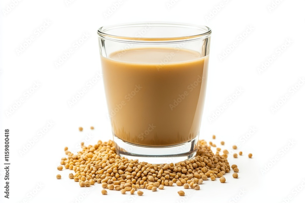 Cup of Job s tears drink with seeds on white background Cup of Job s tears drink with seeds on white background