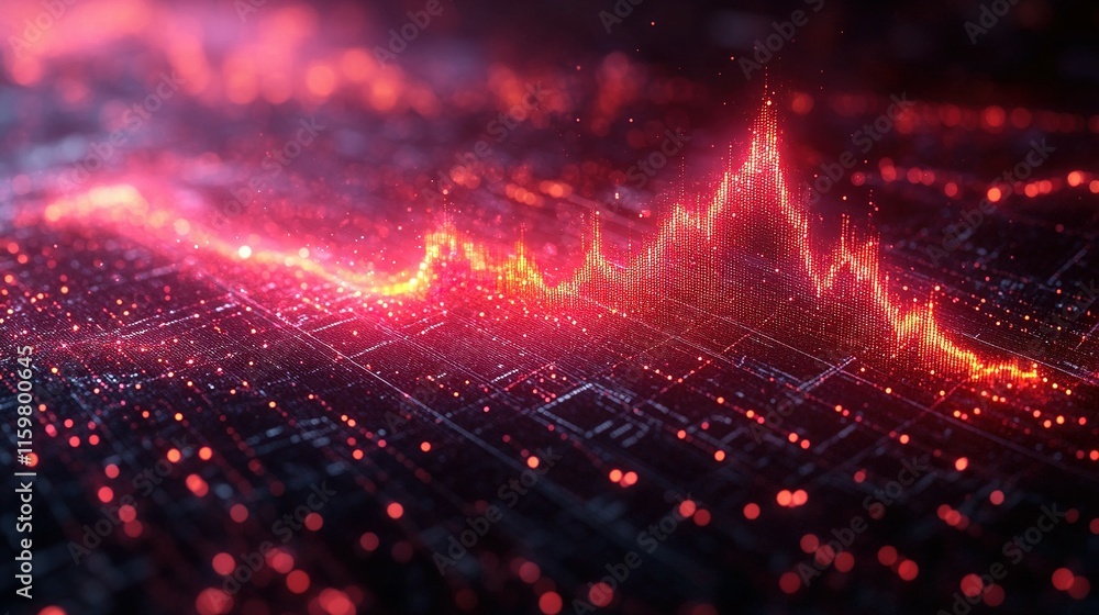 Obraz premium Abstract Red Digital Data Visualization Chart