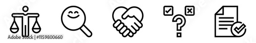 Ethics icon set. Justice, values, transparency