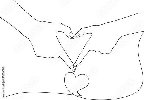 Two hand making heart lineart drawing vector,two couple hand making love hearth outline vector illustration 