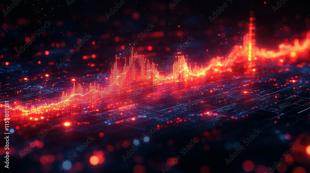 Obraz premium Abstract Digital Data Visualization Red Graph