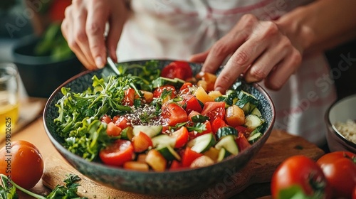 Healthy Smoothie Bowl Preparation with Fresh Fruits and Vibrant Colors by Hands