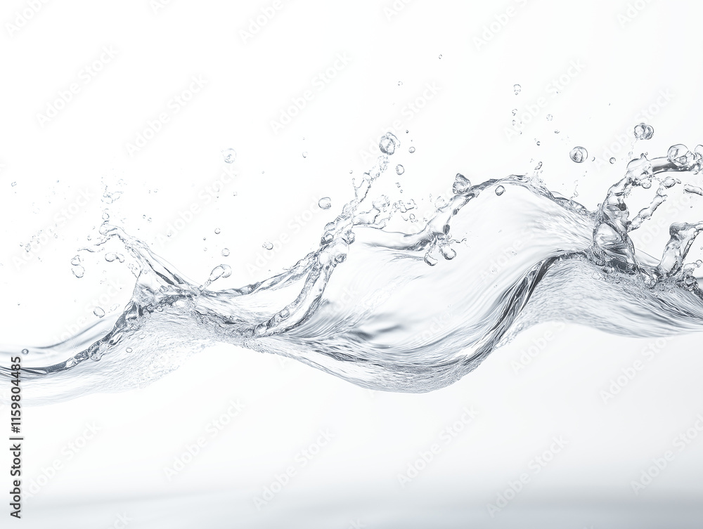 Realistic Flowing Water Wave with Splashes and Droplets on a transparent Background for Clean and Fresh Concepts Realistic Flowing Water Wave with Splashes and Droplets on a transparent Background for Clean and Fresh Concepts