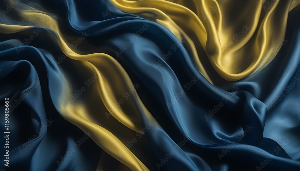 Fototapeta premium Blue and golden silk fabric background