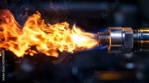 Industrial burner showcasing vibrant flames, highlighting combustion power and efficiency in modern energy systems for optimal performance solutions.