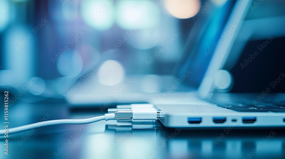 Stylish Multi-Port USB Hub in Action, Seamlessly Connecting Devices with Modern Design and Enhanced Functionality. A Close-up Look at the Heart of Modern Connectivity Stylish Multi-Port USB Hub in Action, Seamlessly Connecting Devices with Modern Design and Enhanced Functionality. A Close-up Look at the Heart of Modern Connectivity