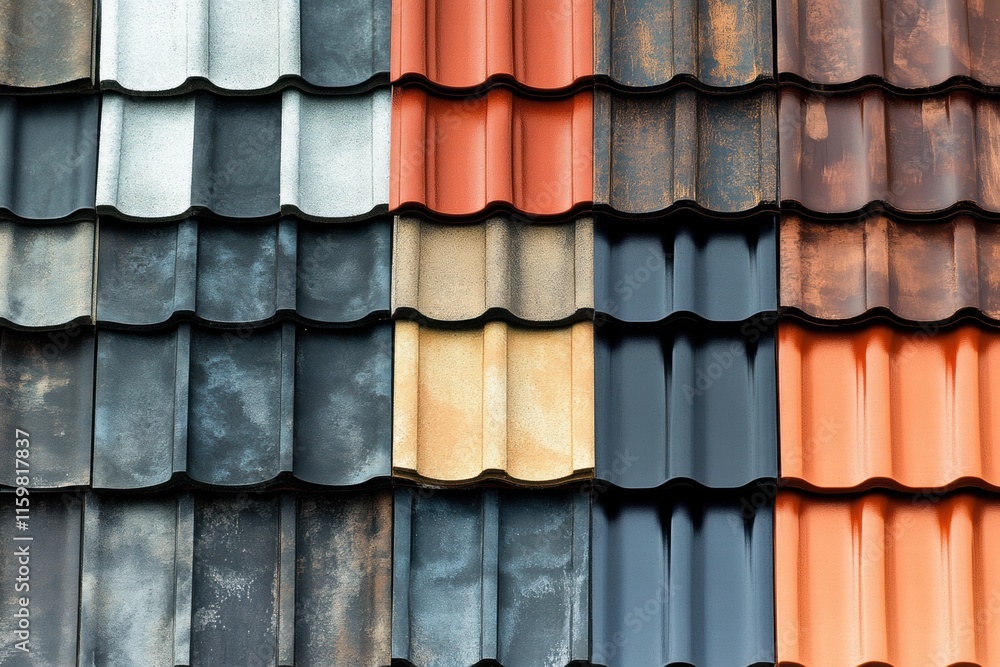 Diverse roof coverings showcase various materials and textures for modern architectural designs and renovations. Generative AI Diverse roof coverings showcase various materials and textures for modern architectural designs and renovations. Generative AI