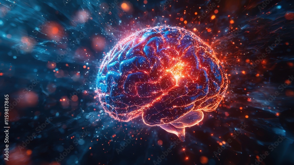 Abstract Brain Representation with Neon Effects Abstract Brain Representation with Neon Effects