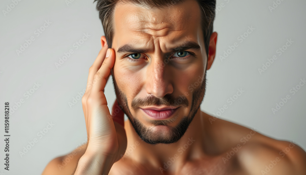 Obraz premium Man getting bad results after using a self tanning lotion isolated with white highlights, png