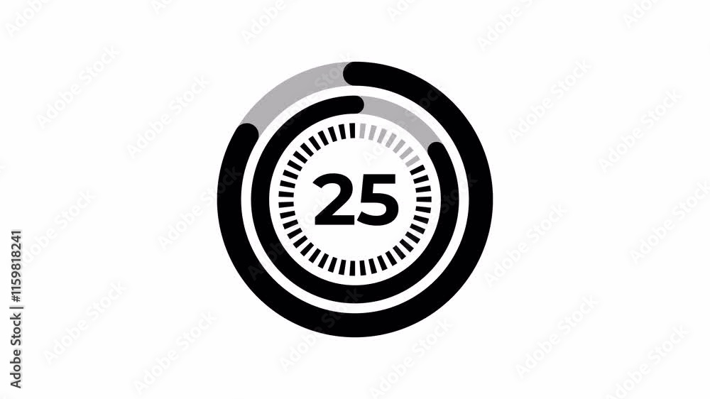 30 second countdown with circle animation, animated countdown 30 to 0. 4k video