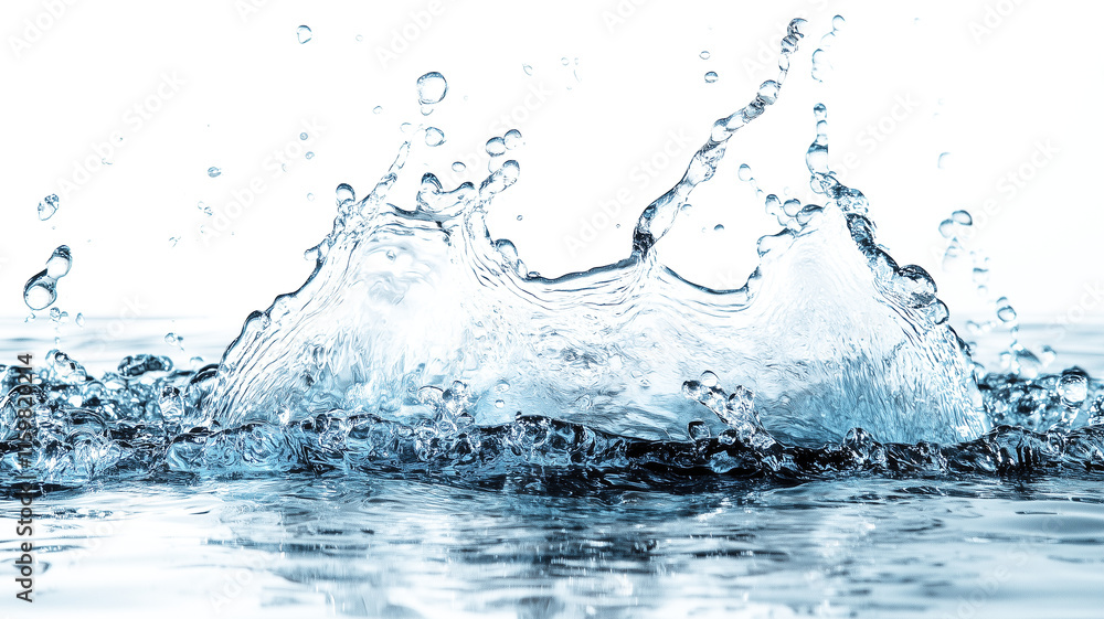 Blue water splash with droplets and ripples on a reflective surface, featuring bold black contrast elements on a transparent background. Blue water splash with droplets and ripples on a reflective surface, featuring bold black contrast elements on a transparent background.