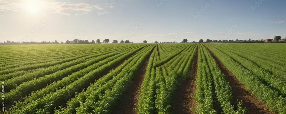 Rows of cut alfalfa plants on a sunny farm field, agricultural products, alfalfa hay, farming fields Rows of cut alfalfa plants on a sunny farm field, agricultural products, alfalfa hay, farming fields