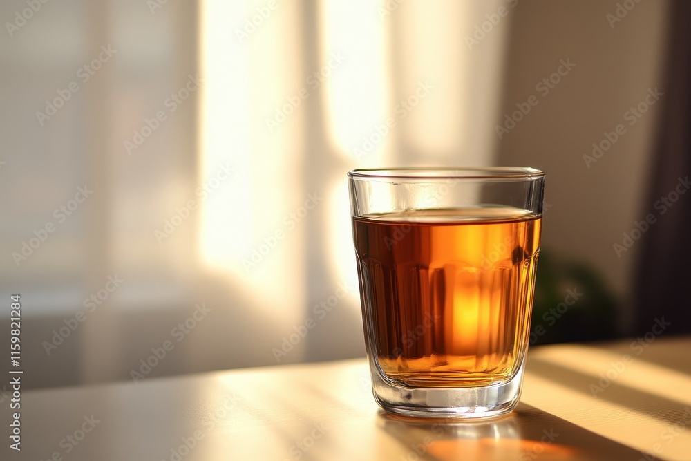 Pour tea into a glass Time to hydrate and relax at home Pour tea into a glass Time to hydrate and relax at home