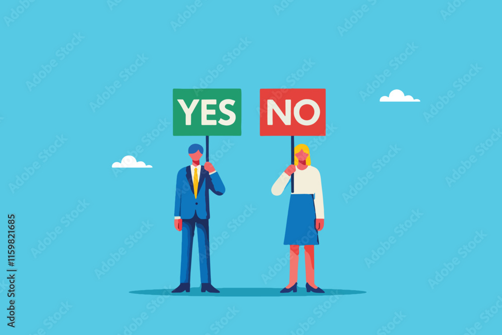 The Great Disagreement, A Professional Debate with Yes and No Symbols on Display The Great Disagreement, A Professional Debate with Yes and No Symbols on Display