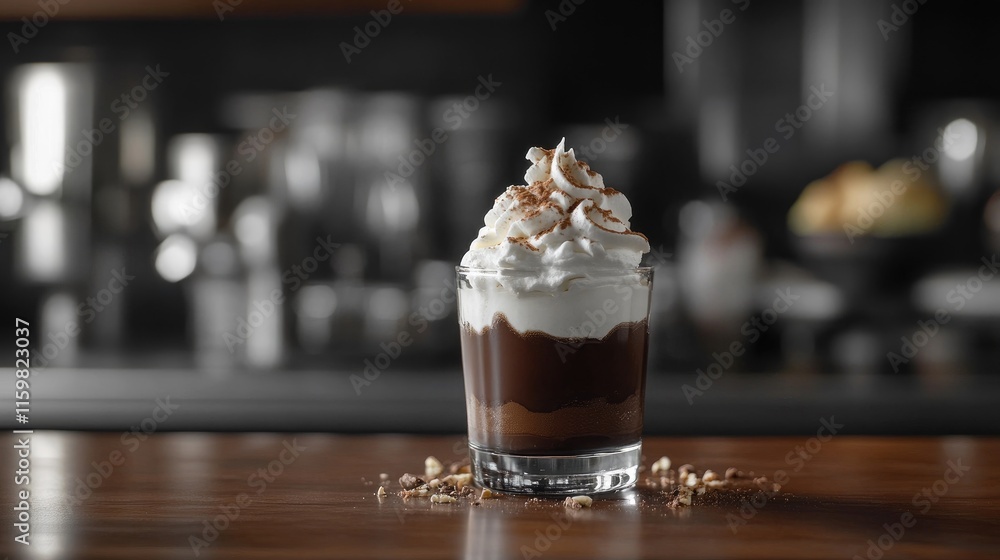 Delicious Layered Chocolate Dessert with Cream and Toppings Delicious Layered Chocolate Dessert with Cream and Toppings