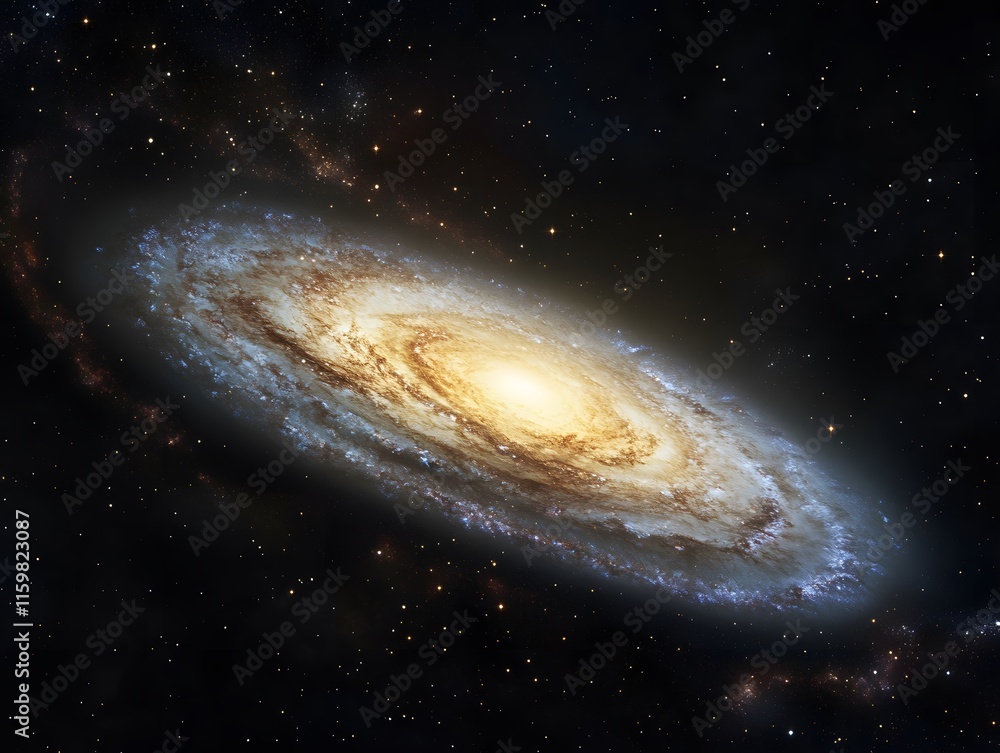 Naklejka premium Spiral Galaxy in Space with Starfield