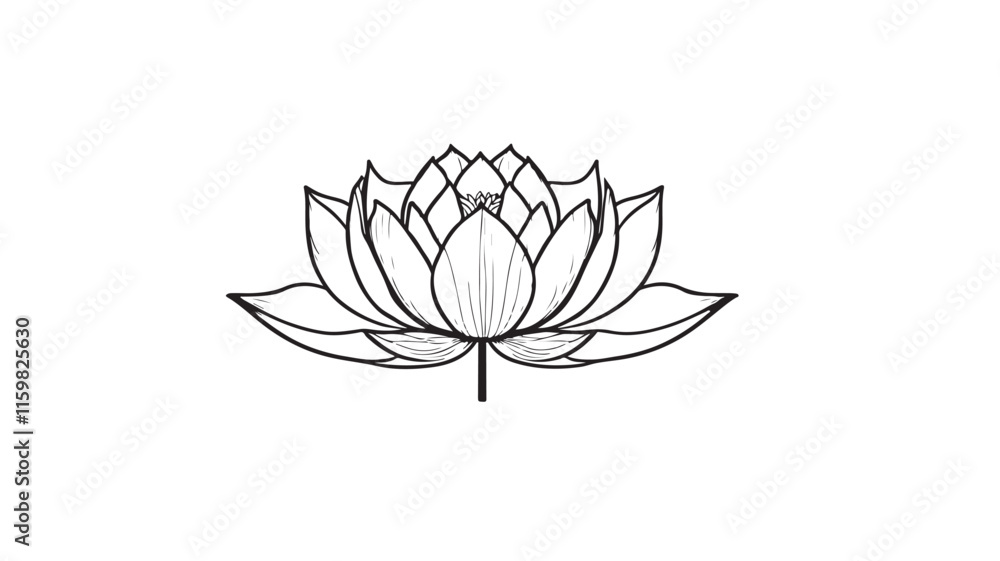 Lotus Flower Drawing Vector Lotus Flower Drawing Vector