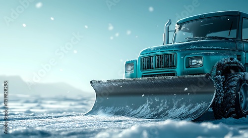 Wallpaper Mural Snowplow driving through a snowy road, clearing pathways for safe transportation, illustrated in a detailed, realistic art style Torontodigital.ca