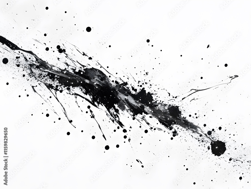 Obraz premium Black Ink Splash on White Background