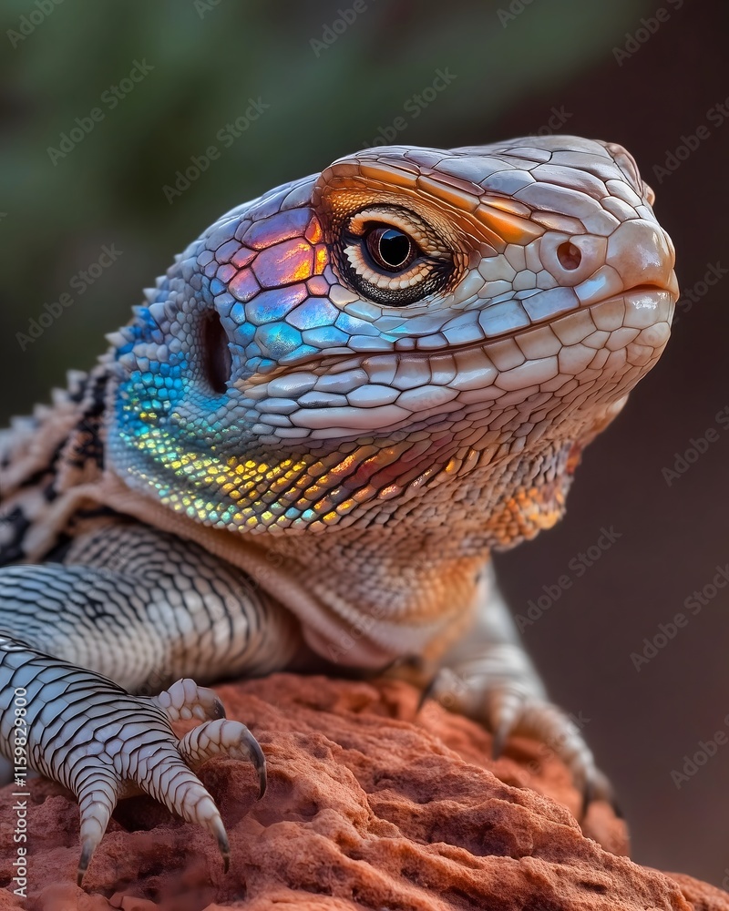 Obraz premium Desert Collared Lizard's Rainbow Throat Display